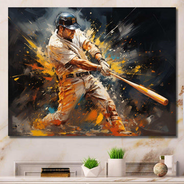 Baseball Abstract Home Run - Sports Canvas Wall Art